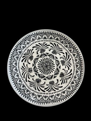 Pier 1 IRONSTONE Black/White Moroccan Design Salad Plate Replacement  8.75”-image
