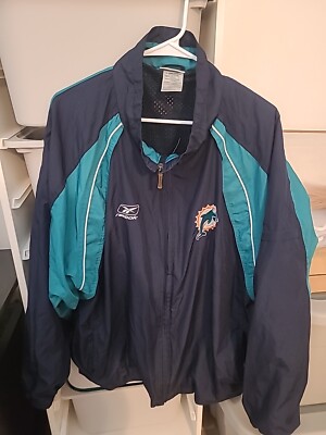 Men’s NFL Miami Dolphins Rare Vintage 90's 00's Wind Rain Jacket Lining Size XL-image