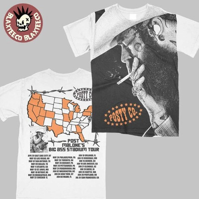 Post Malone Big Ass Stadium Tour 2025 Photo Art With Tour Dates 3D Shirt-image