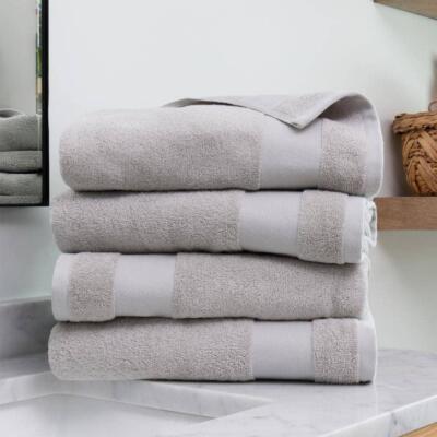 Becky Cameron Bath Towel Set Ultra Soft Cotton Fade Resistant Light Gray 4-Piece-image