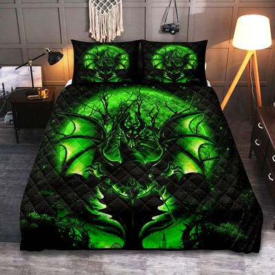 Personalized Maleficent  3-pc Quilt Bedding Set in Moonlight Design for Cozy Bed-image