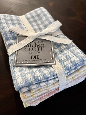 DII Design Imports Garden Plaids Dishcloth Set - blue, peach, yellow, green-image