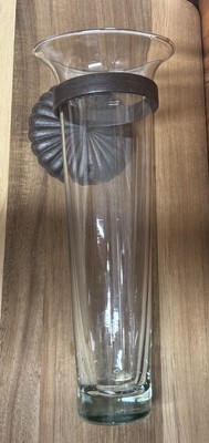 Better Homes & Garden HOME INTERIORS 1 Clear Glass WALL VASE metal bracket-image