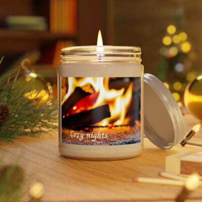 Get cozy on those cool nights with the glow of this scented 9 oz Soy candle.  -image