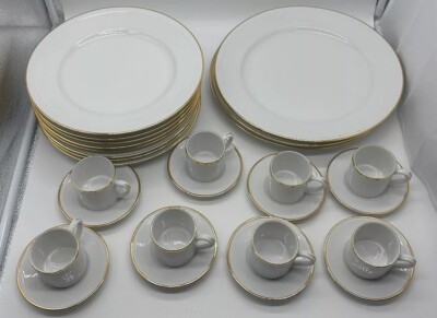 Pier 1 Gold Line Plates Monno-Bangladesh Hand painted (27 Pieces Set)-image