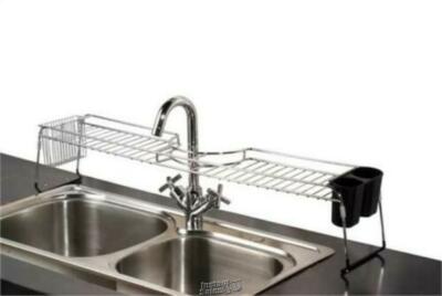 Home Basics Chrome Plated Steel Faucet Spacer Over the Sink Shelf with Cutlery-image