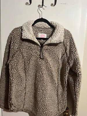 COZY SHERPA  Women's L Fuzzy Small Zip Sherpa pull over SZ L-image