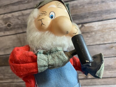 Vintage Elf Santa Christmas Holiday Helper Figure Wind Up Antique Music Doll Toy-image