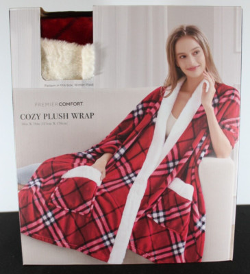 Women's Premier Comfort Cozy Winter Plaid Red White Black 50