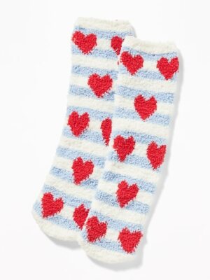 Hearts Love Fuzzy Cozy Socks -  Women's - Valentine's Day - Old Navy - New -image