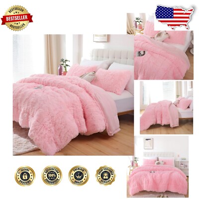 Cozy Fluffy Twin Comforter Set in Baby Pink - Machine Washable for Easy Care-image