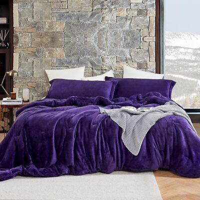 Soft Plush Oversized Queen Comforter Cozy Bedding Set Machine Washable Purple-image