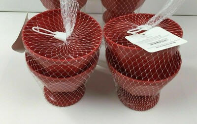 Red Kitchen Set of 4 Plastic 17oz Ice Cream Sundae Bowls Dessert Picnic Pool BBQ-image