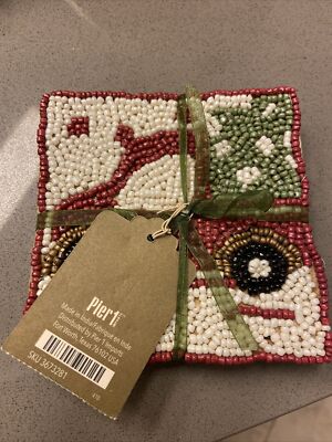 Pier one Imports Coasters Beaded Truck With Christmas Tree New Old stock-image