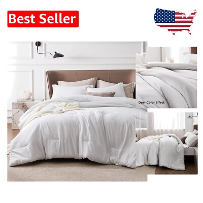 All-Season Twin Size Comforter Set with Grayish White Pillow Sham - Cozy & Soft-image