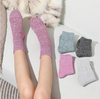 5 Pairs Wool Socks - Wool Socks for Women, Cozy Crew Socks, Warm Winter Socks fo-image