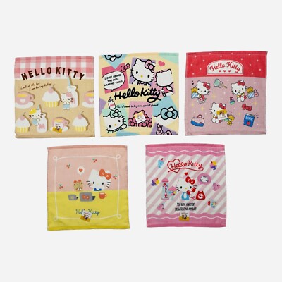 Sanrio Hello Kitty Hand Towel Set of 5. Kawaii, Cute Design Import From Japan.-image