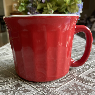 Mainstays Stoneware Oversized Red Mug / Soup Bowl 5.25” Diameter with Handle-image