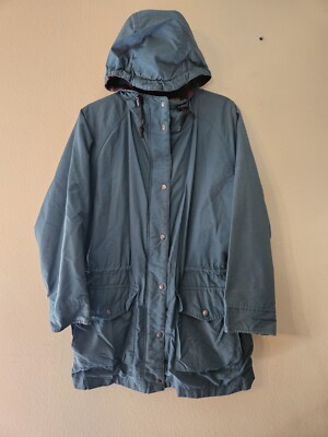 Vintage WOOLRICH Jacket Mens Sm Teal Parka Rain Coat Wool Blanket Lined Hooded-image