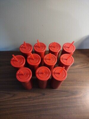 11 Mainstays 20oz Plastic Tumbler Lot with Screw Top Lid Straw Red Christmas -image
