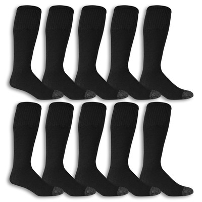 Mens Everyday Work Gear Tube Socks, Black, Pack of 10, Shoe Size 6.5-12; Sock...-image