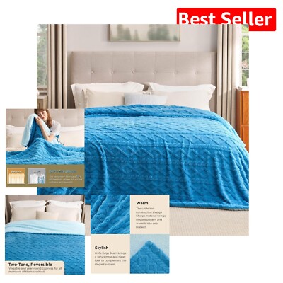 Reversible Heavyweight Sherpa Blanket - King Size Luxurious Warmth (108x90 In)-image