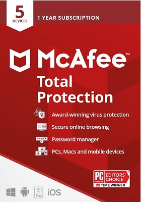McAfee Total Protection 2025 5 Devices 1 Year Antivirus Security-image