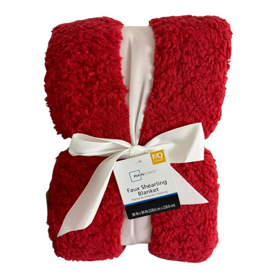 Mainstays Faux Shearling Blanket Red Full/Queen 90