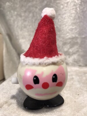 Vintage Christmas Santa Plastic Wind Up Walker Toy-image