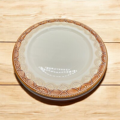 Pier1 Italian Made Lace Design Dinner Plates - Set Of 2 Tan Brown-image