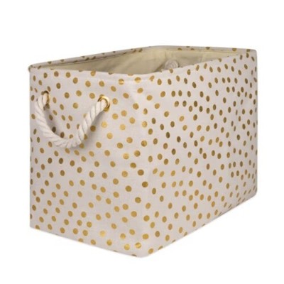 Design Imports Polyester Bin Dots Gold Rectangle Large 17.5X12X15-image
