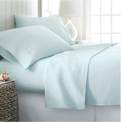 Becky Cameron Soft Deep Pocket Microfiber 4 Piece Bed Sheet Set Full Light Blue-image
