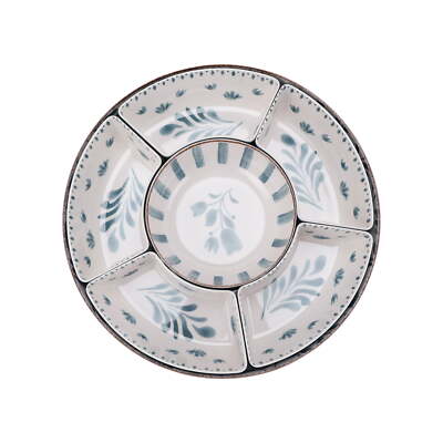 Better Homes & Gardens Bamboo Melamine Chip and Dip Tray, Blue-image