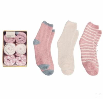Cozy Socks Soft Socks Comfy Socks Summer & Rose Aspen 3-PAIR Bundle  - Pink-image