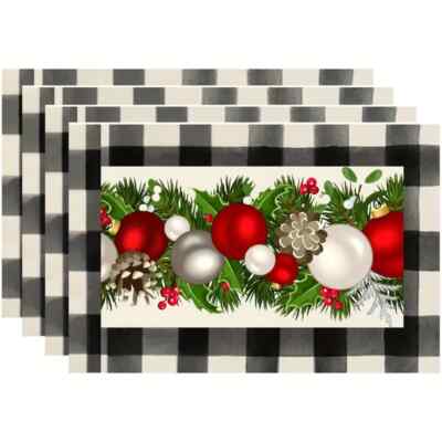 BRAND NEW IN PKG  set of 4 buffalo plaid Christmas  Print placemats-image