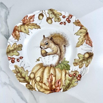 Pier 1 Mazey the Squirrel Salad Plate Porcelain Autumn Fall Woodland Retired-image