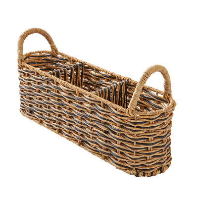 Better Homes & Gardens Beige & Black Resin Rattan Oval Caddy-image