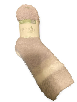 Lemon Loves Earth Socks Purple Gray 5-9.5 Warm Cozy Fuzzy Long Crew-image