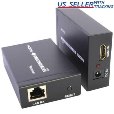 HDMI Extender up to 200ft over Cat5 Cat6 Ethernet Network LAN Cable 60m 1080P-image