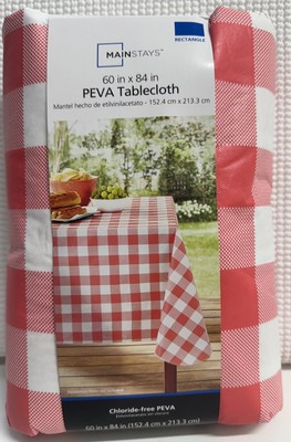Mainstays New PEVA Tablecloth 60”x84” Red & White Checked-image