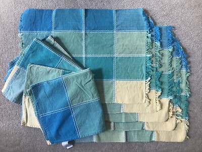 Pier 1 One Color Block Placemats (4) 100% Ribbed Cotton Placemats & Napkins (4)-image