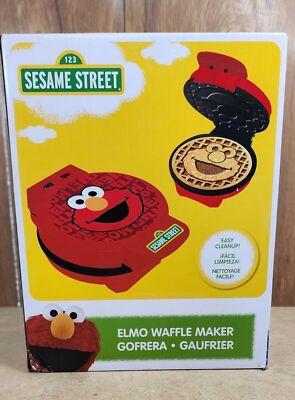 Sesame Street Elmo Waffle Maker Face Round Red Non-Stick Uncanny Brands-image