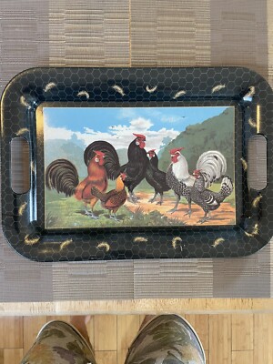 Vintage  Rooster Serving Tray by Design Imports of Italy 16”/11” Used-image