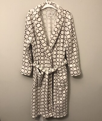 Tourance Plush Robe Brown Circle Design Size Small Pockets Belted Cozy Lounge-image