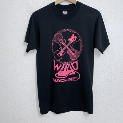 Vintage Wind Machine Band Tee Black T-Shirt Blues Single Stitch 90s USA Medium-image