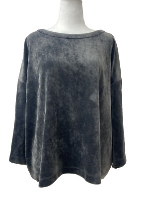 Pure Jill Sweater Womens Large Gray Stretch Velvet Relax Oversized Soft Cozy-image