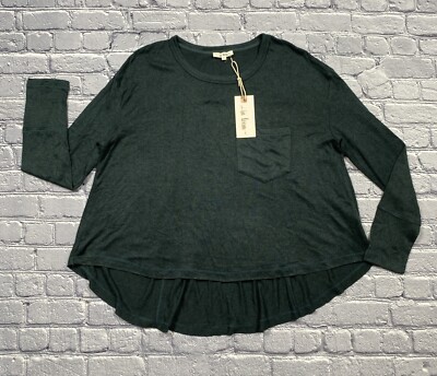 In Loom Hi-Low Sweater Women’s M Pine Green Oversized Cozy Fairy - NEW-image