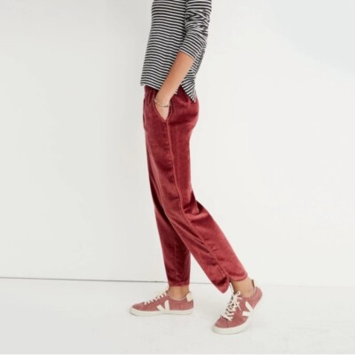 MADEWELL Velvet Track Pants Trousers Small Travel Cozy Comfort Gorpcore Pull On-image