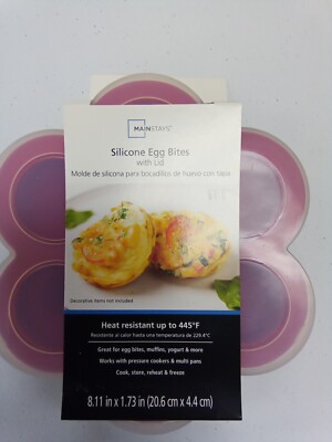 Mainstays Silicone Egg Bites with Lid Red with Clear Lid Holds 7 Eggs-image