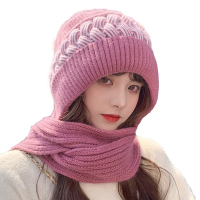 Comfortable Fit Hat Fashionable Women Headwear Cozy Women's Winter Scarf Set-image